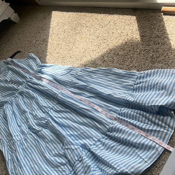 brovave Striped Blue Sleeveless tiered Midi Dress - Picture 9 of 12